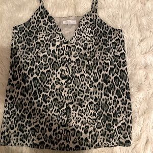 Socialite Leopard Print V-Neck Tank Top in Black and Cream